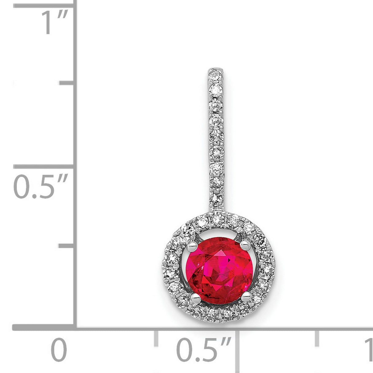 Diamond and .69 Ruby Halo Charm Pendant in Real 14k White Gold