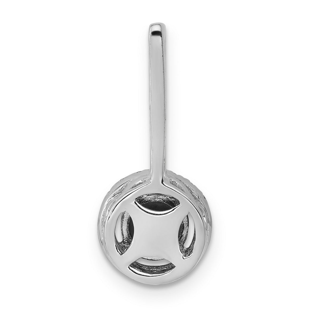 Halo Diamond and .60 Sapphire Charm Pendant in Real 14k White Gold