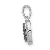 14k White Gold Pendant with Sapphire, Cushion Cut Blue Gemstone and Diamond Halo