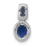 Diamond and 1.30 Oval Sapphire Halo Charm Pendant in Real 14k White Gold
