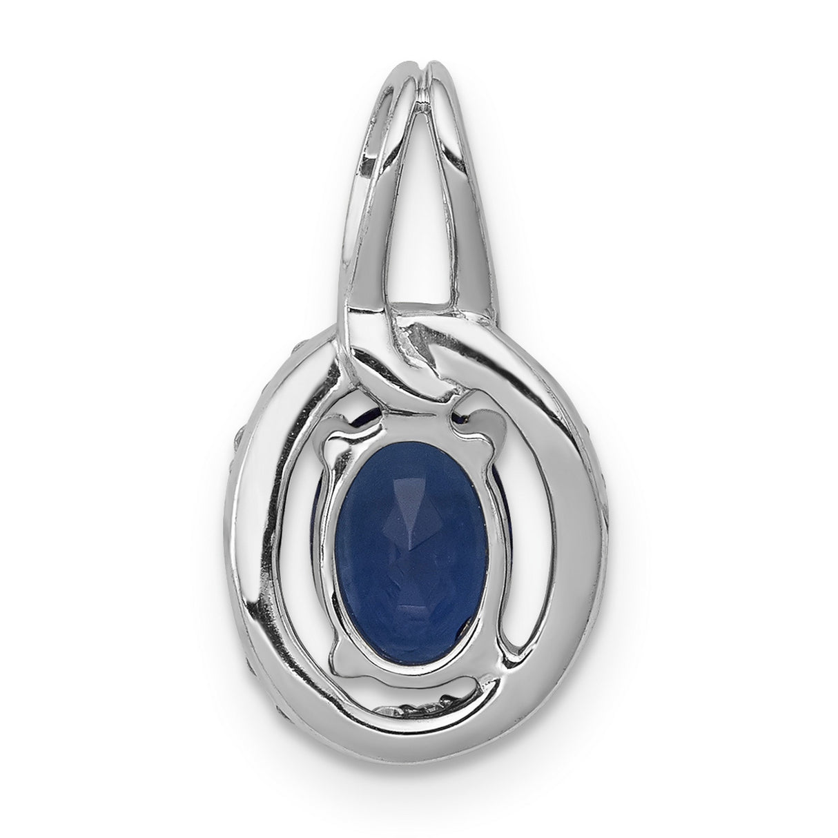 Diamond and .85 Sapphire Halo Charm Pendant in Real 14k White Gold