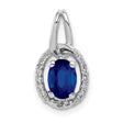 Diamond and .85 Sapphire Halo Charm Pendant in Real 14k White Gold