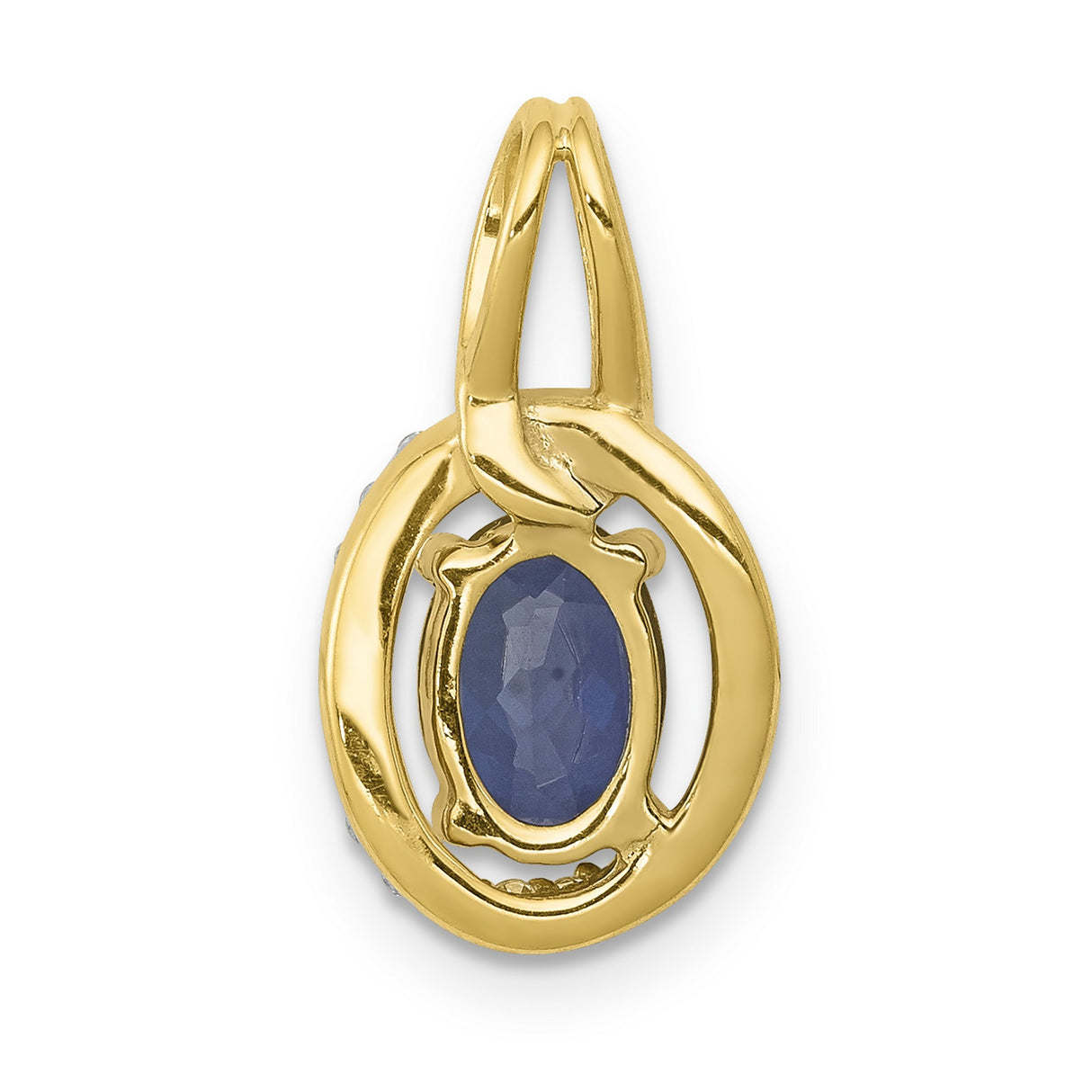 Diamond and .85 Sapphire Halo Charm Pendant in Real 14k Yellow Gold
