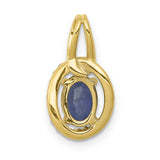 Diamond and .85 Sapphire Halo Charm Pendant in Real 14k Yellow Gold