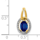 Diamond and .85 Sapphire Halo Charm Pendant in Real 14k Yellow Gold