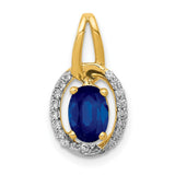 Diamond and .85 Sapphire Halo Charm Pendant in Real 14k Yellow Gold