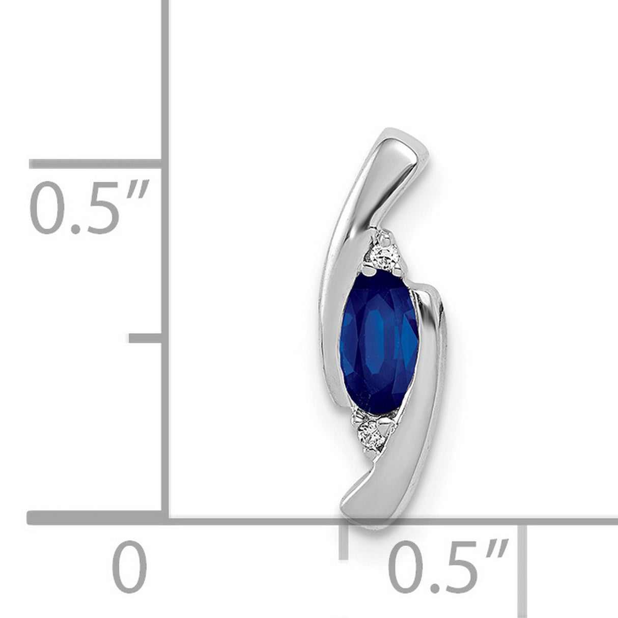 .01ct Diamond and .33 Sapphire Charm Pendant in Real 14k White Gold