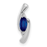 .01ct Diamond and .33 Sapphire Charm Pendant in Real 14k White Gold