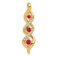10k Yellow Gold Pendant with Ruby Gemstones, Flowing Twist Design, Romantic Style
