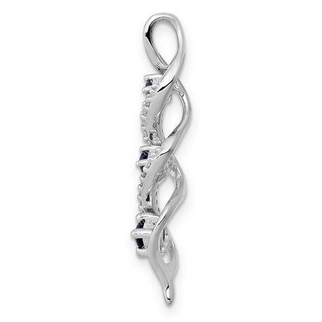 14k White Gold Pendant with Blue Sapphires, Twisted Infinity Swirl Design for Women