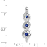 14k White Gold Pendant with Blue Sapphires, Twisted Infinity Swirl Design for Women