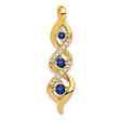 14k Yellow Gold Pendant with Three Round Blue Sapphires, Twisted Design, Chain Slide