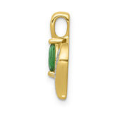 10k Yellow Gold Pendant with Marquise Green Emerald and Diamond Accents, Flowing Design