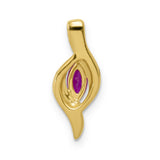 10k Yellow Gold Pendant with Marquise Ruby and Diamond Accents, Flame Inspired Design