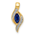 10k Yellow Gold Pendant with Marquise Sapphire and Diamond Accent, Swirl Abstract Design