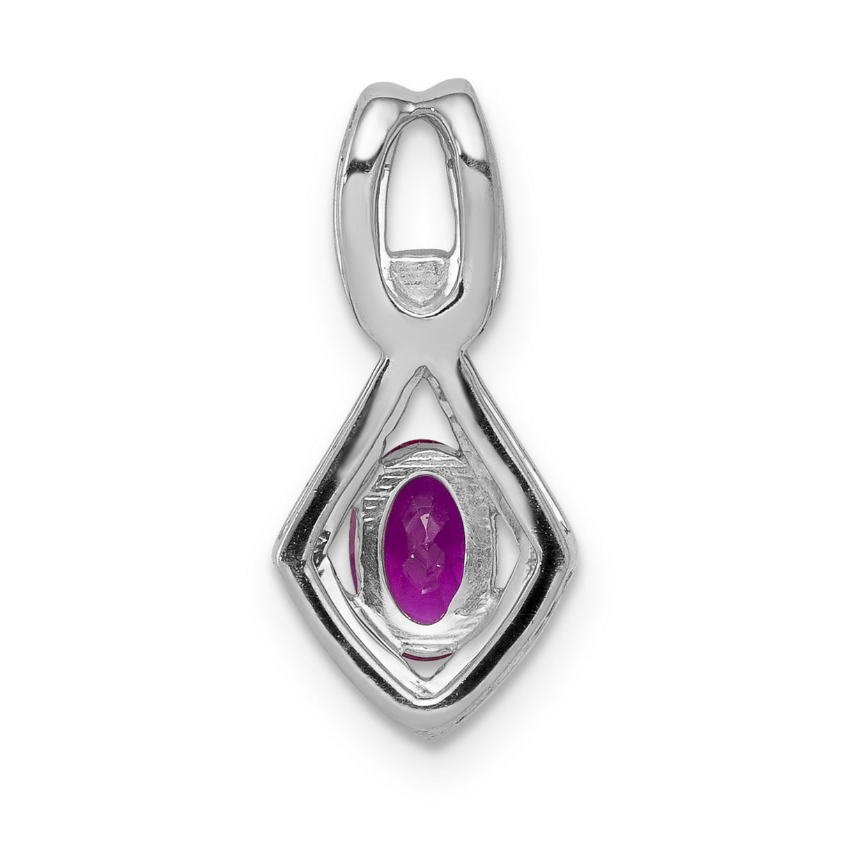 Diamond and .62 Oval Ruby Charm Pendant in Real 14k White Gold