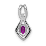 Diamond and .62 Oval Ruby Charm Pendant in Real 14k White Gold