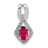 Diamond and .62 Oval Ruby Charm Pendant in Real 14k White Gold