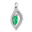 14k White Gold Pendant with Marquise Cut Emerald and Diamond Eye Design