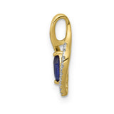 14k Yellow Gold Pendant with Marquise Cut Sapphire and Diamond Accents, Eye Shaped Design