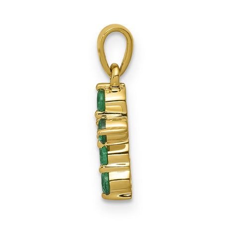 10k Yellow Gold Cross Pendant with Emerald and Diamond, Religious Jewelry for Men and Women