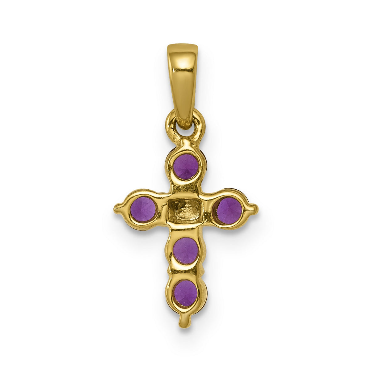 .30 Ruby and Diamond Cross Charm Pendant in Real 10k Yellow Gold