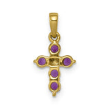 .30 Ruby and Diamond Cross Charm Pendant in Real 10k Yellow Gold