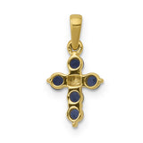 10k Yellow Gold Cross Pendant with Blue Sapphire and Diamond Accents, Polished Finish