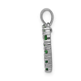 14k White Gold Heart Pendant with Emerald and Diamond Accents, Open Heart Design for Women