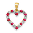 14k Yellow Gold Heart Pendant with Ruby and Diamond, Romantic Fine Jewelry for Women