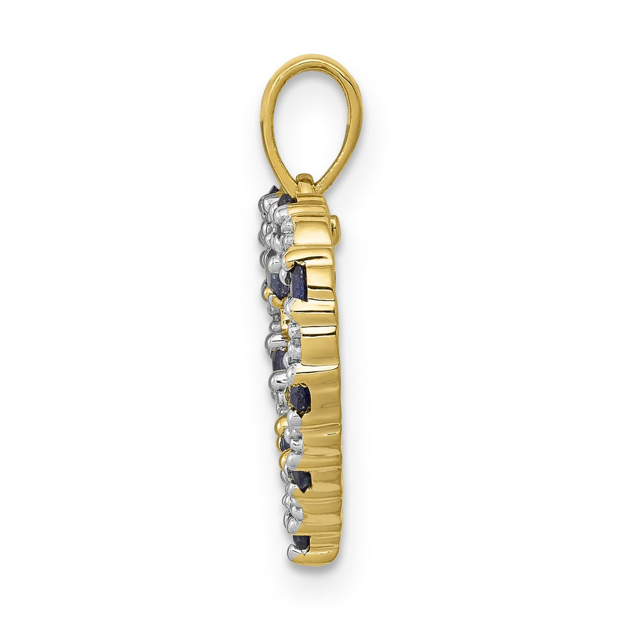 Diamond and Sapphire Heart Charm Pendant in Real 10k Yellow Gold