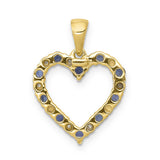 Diamond and Sapphire Heart Charm Pendant in Real 10k Yellow Gold