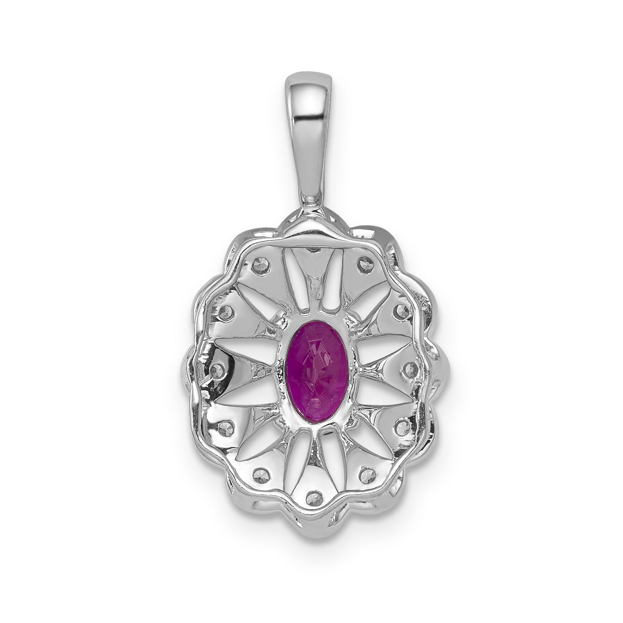 1/6ct Diamond and .70 Ruby Fancy Charm Pendant in Real 14k White Gold