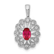 1/6ct Diamond and .70 Ruby Fancy Charm Pendant in Real 14k White Gold