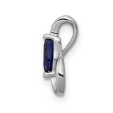 14k White Gold Pendant with Marquise Cut Blue Sapphire and Diamond Swirl Teardrop Design
