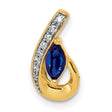 14k Yellow Gold Teardrop Pendant with Marquise Blue Sapphire and Diamond Accents for Women