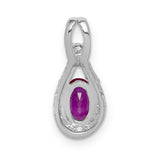 Diamond and Oval .50 Ruby Charm Pendant in Real 14k White Gold