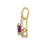 Diamond and Oval .50 Ruby Charm Pendant in Real 14k Yellow Gold