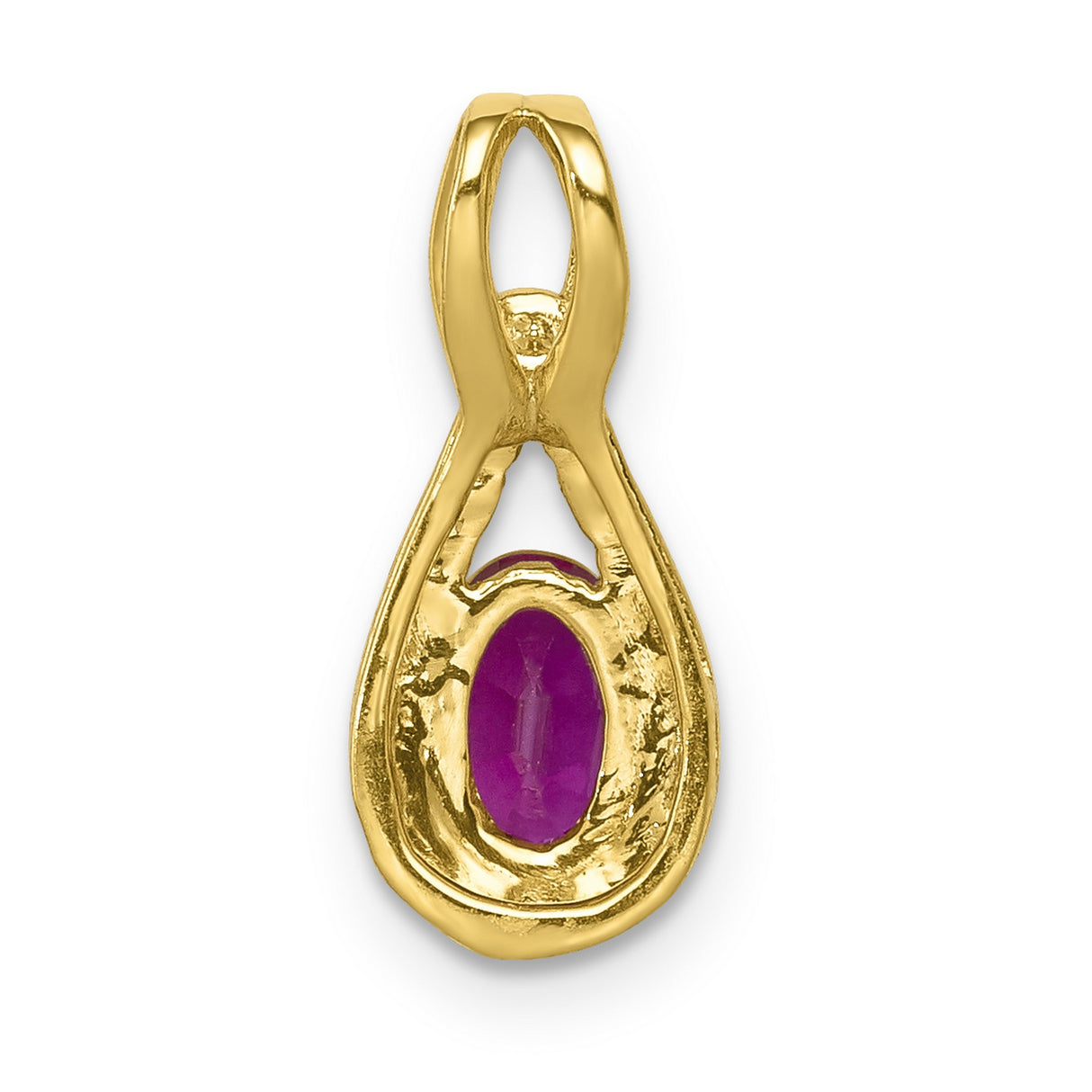 Diamond and Oval .50 Ruby Charm Pendant in Real 14k Yellow Gold
