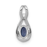 Diamond and Sapphire Teardrop Halo Charm Pendant in Real 14k White Gold