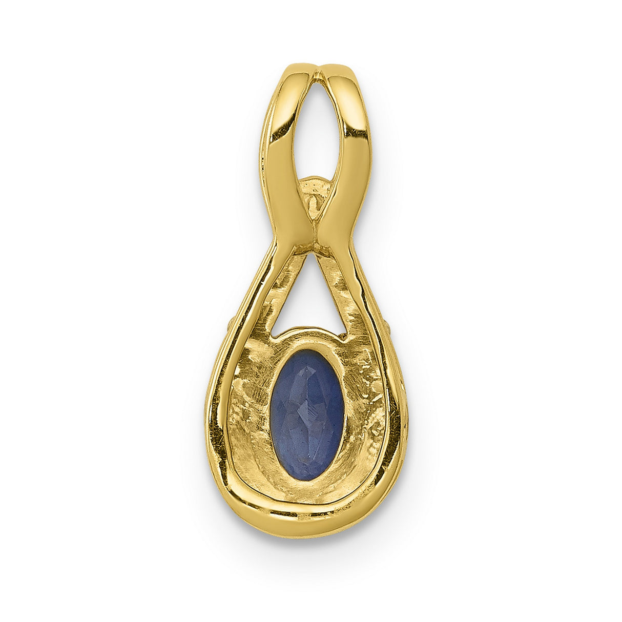 Diamond and Sapphire Teardrop Halo Charm Pendant in Real 14k Yellow Gold