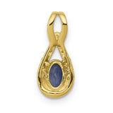Diamond and Sapphire Teardrop Halo Charm Pendant in Real 14k Yellow Gold