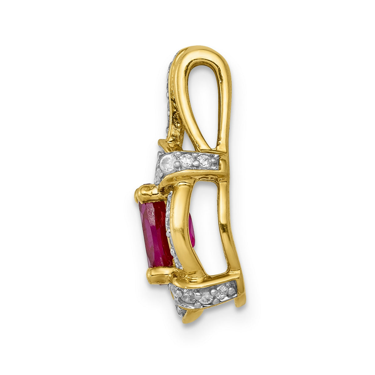 1/5ct Diamond and 1.10 Ruby Charm Pendant in Real 14k Yellow Gold