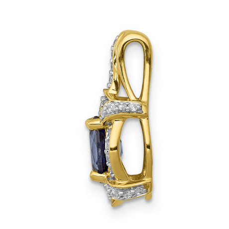 14k Yellow Gold Pendant with Sapphire and Diamond Accents, Vintage Inspired Jewelry for Women
