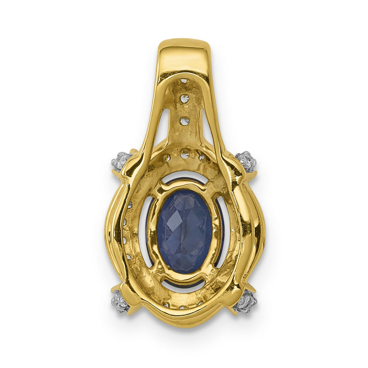14k Yellow Gold Pendant with Sapphire and Diamond Accents, Vintage Inspired Jewelry for Women