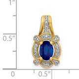 14k Yellow Gold Pendant with Sapphire and Diamond Accents, Vintage Inspired Jewelry for Women