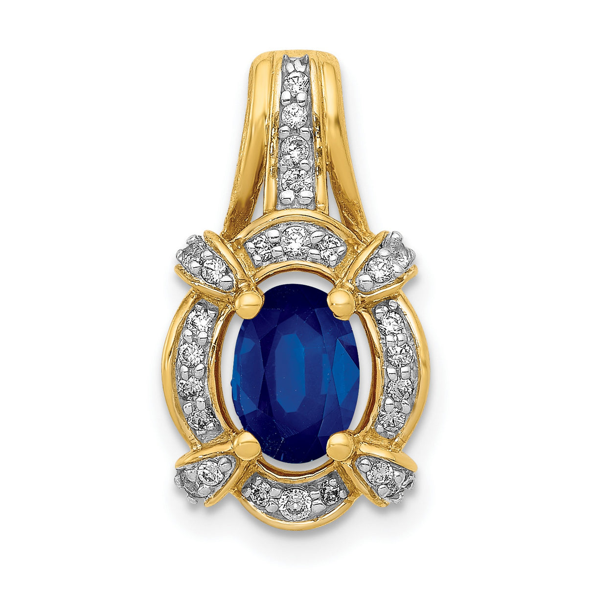 14k Yellow Gold Pendant with Sapphire and Diamond Accents, Vintage Inspired Jewelry for Women