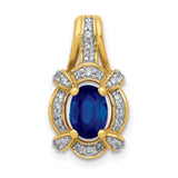 14k Yellow Gold Pendant with Sapphire and Diamond Accents, Vintage Inspired Jewelry for Women