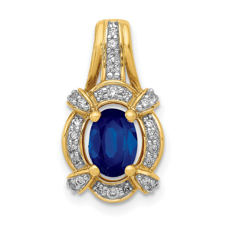 14k Yellow Gold Pendant with Sapphire and Diamond Accents, Vintage Inspired Jewelry for Women