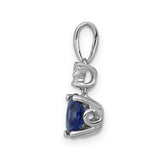 Diamond and .82 Oval Sapphire Charm Pendant in Real 14k White Gold